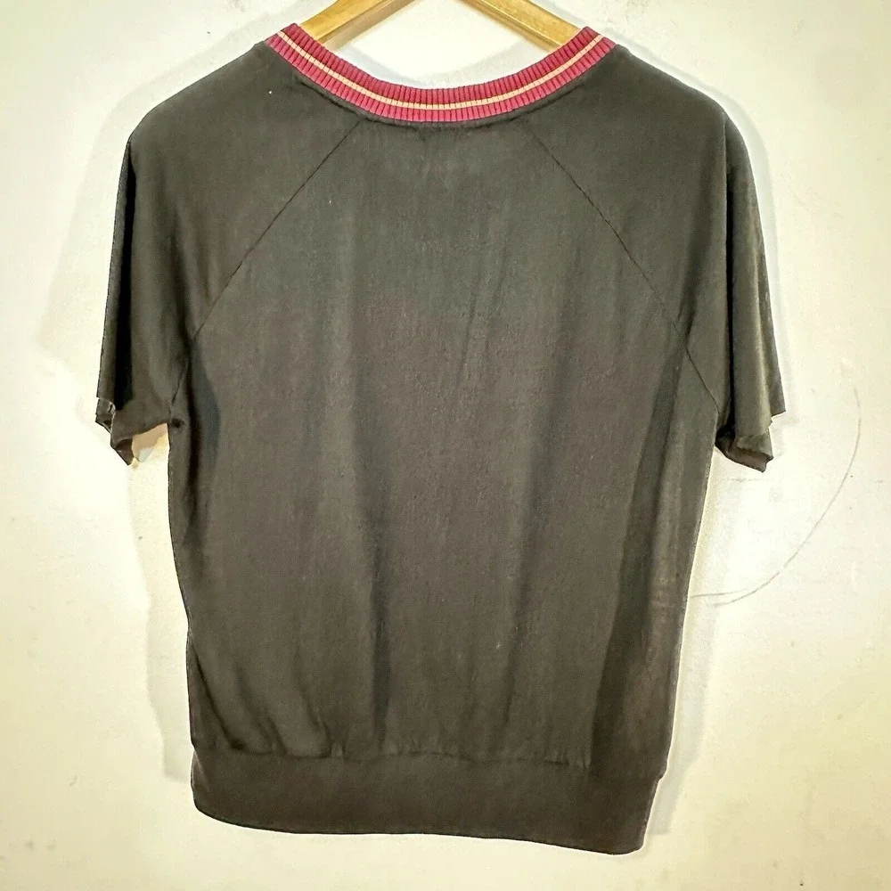 TINY Anthropologie Retro Woman's Top Raglan Baseball Top Small - Picture 6 of 7